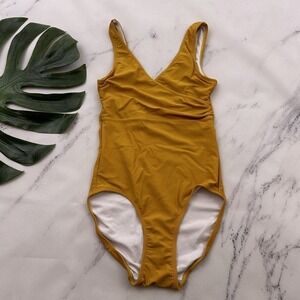 Lime Ricki Womens One Piece Swimsuit Size XXS Marigold Yellow Ruched Tank Swim